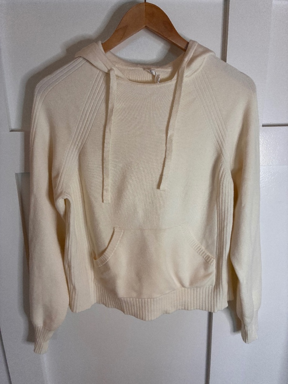 Anthropologie Daily Practice ivory Racing sweater hoodie